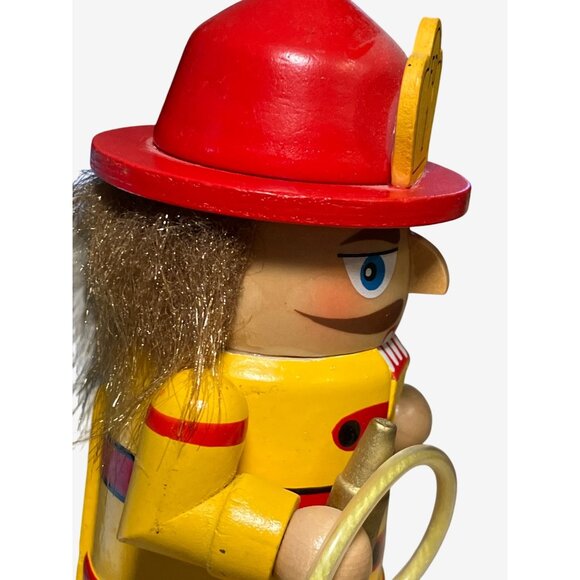 Wooden Fireman Nutcracker with Hose Fire Extinguisher and toy Fire Truck - Picture 4 of 10